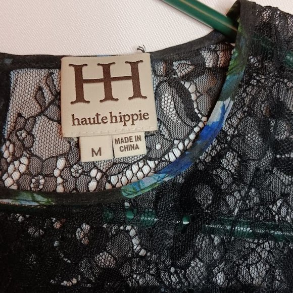 Haute Hippie Floral/Lace Sheer Dress, M - Picture 3 of 3